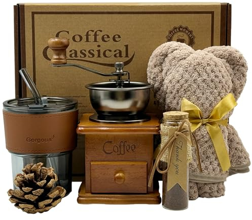 atrccs Kit de Café Français, cafe kit, Coffret Café à Offrir, Kit Tasse à Café，Moulins à Café，Boîte à Café Antique, Cadeau pour Les Amateurs de Café (Brun)