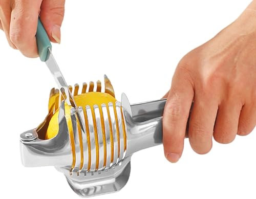 Cortadora de limón - Cortador de frutas portátil de acero inoxidable, para cortar huevos | tomate, fruta, cebolla, molino, pinza de guía, utensilios de cocina po