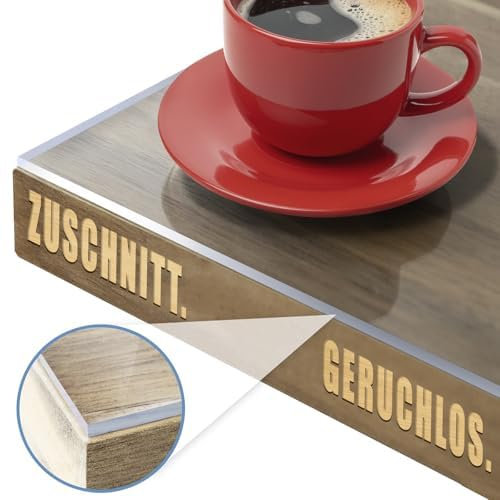 KARAT Protector de mesa transparente con borde recto, mantel a medida, tamaño a elegir, lámina protectora transparente, protector de mesa (cristal, ancho 80 x largo: 140 cm)