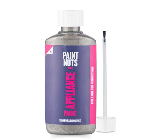 PaintNuts 50ml Appliance Touch-Up Paint for Kitchen & Bathroom – Quick Drying Repair Bottle & Brush – Ideal for Radiators, Showers, Fridges, Ovens, Sinks, Chips & Scratches - Metallic Grey - Matt