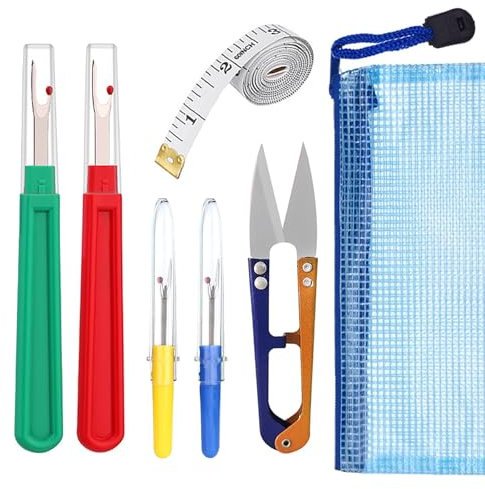 YPYMOD 4 Stück Nahttrenner, mit Schutzkappe, Groß/Klein Nähen Nahtauftrenner Kommt mit Trimmschere für Nähte, Fadenschneider Entfernen Werkzeug Auftrenner für Nähte zum Öffnen von Nähten und Säumen