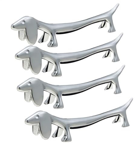 4 Stücke Messerbank, Metall Hunde EssstäBchen Halter, Besteckhalter Für Tisch, Klei Ner Hund Form Besteckhalter Für Messer Gabel Löffel, Messerbänkchen Edelstahl Gabel Stand Löffel Geschirr Rack Halte