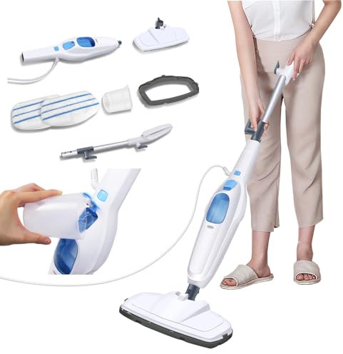 Upright Steam Cleaner 1500W Electric Steam Mop with 400ml Water Tank, 4.8m Long Cord & 2 Reusable Mop Pads, 20s Fast Heat-up Hardwood/Marble/Tile/Laminate/Ceramic Floor Steamer
