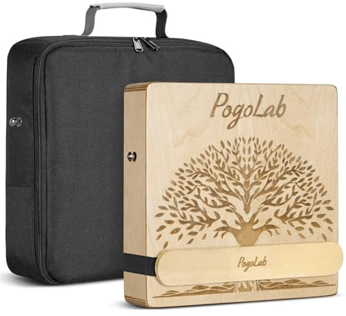 POGOLAB Portable Cajon, Multi-Tone Travel Drum Box with Storage Bag & Detachable Snare Drum Strap, Exquisite Carved Patterns, Beautiful Percussion Instrument Gift