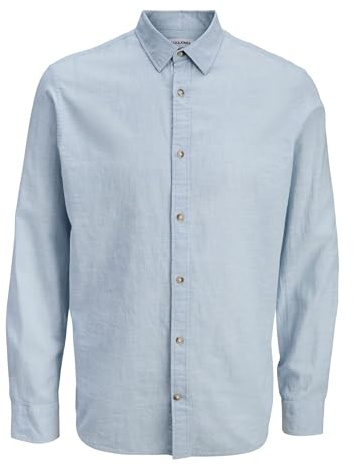 Jjesummer linne Blend skjorta L/S Sn, Himmelsk blå, XL