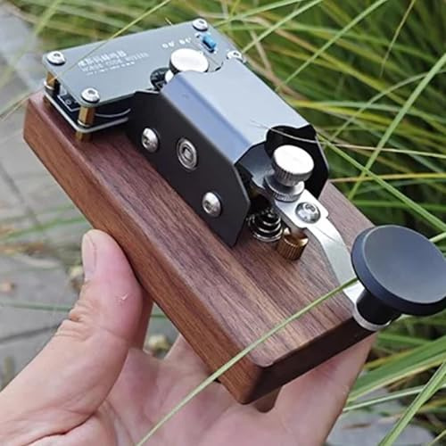Toplionace Clé D'apprentissage du Code Morse | Clé Télégraphique Manuelle avec Retour Sonore et Lumineux | Outil de Communication Radio de Style Vintage (Noyer)