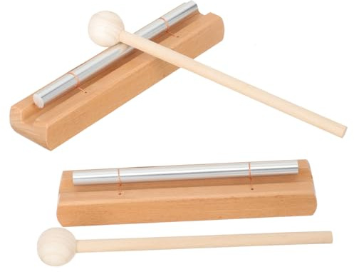 LALADEFIEE 2 Uppsättningar Mindfulness Hand Bells Meditation Chimes Sound Percussion Instruments With Wood Base For Yoga Classroom Relaxation