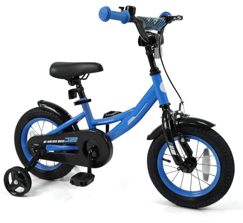BABY JOY Kids Bike, 12 14 16 18 Inch Kids Bicycle for Boys & Girls Ages 3-8 Years, Toddler Bike with Removable Training Wheels, Dual Brakes, Adjustable Seat & Handlebar (12-Inch, Blue)
