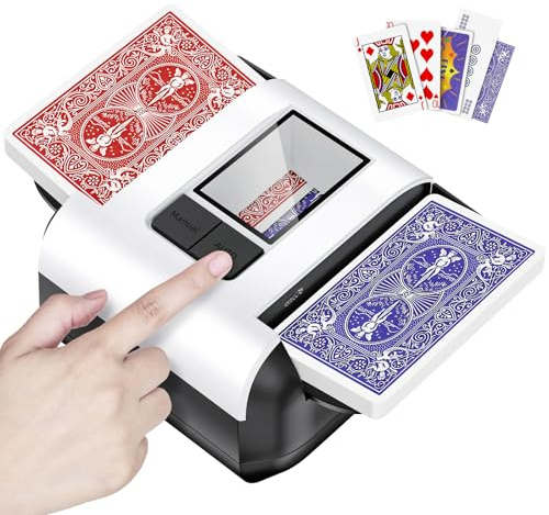 XPAW Automatic Card Shufflerfor 1-2 Decks with Dual Auto/Manual Modes, USB-C Rechargeable,Quiet Operation,Compatible with UNO,Texas Hold'emPoker All Card Types are Supported.
