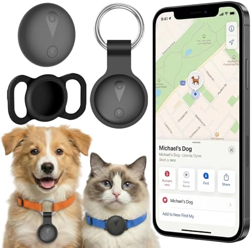 Collier GPS Chat, Chien Traceur sans Frais Mensuels, Compatible avec iOS et Android, Suivi en Temps Réel Traceur Collier Traceur Chat, Batterie Longue durée avec étanche Traceur Animal, Noir