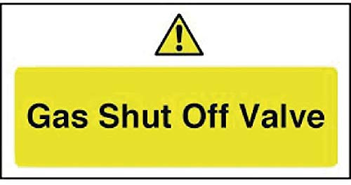 Vogue Gas Shut Off Valve Sign - 100x200mm 4x8 (Self-Adhesive)