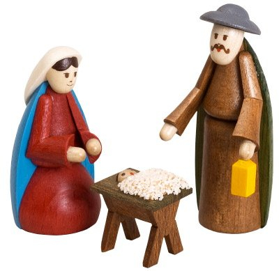 Rudolphs Schatzkiste Christmas figure wood figures crib figures - nature Maria, Joseph, Krippe height of approx. 5.5 cm NEW