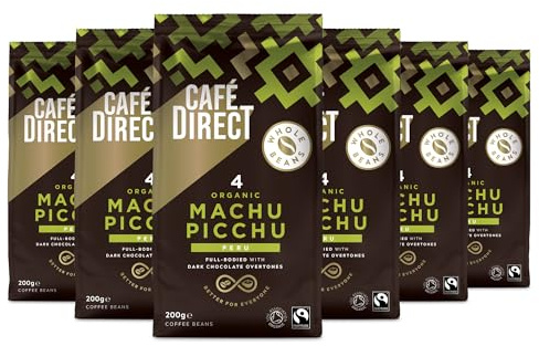 Cafédirect Fairtrade Machu Picchu Whole Bean Arabica Coffee, 200 g (Pack of 6)