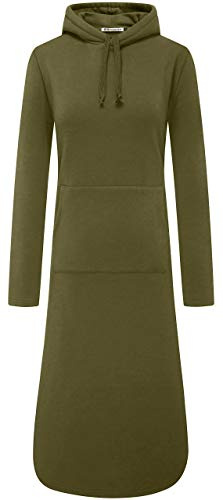 WenVen Womens Sweatshirt Dress Long Sleeve Hoodie with Pockets (Dark Green, XL)