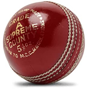 Zipper Leather Cricket Ball Senior Match Quality Hand Stitched Balls 5.50oz Weight (Supreme County (Red), Pack of 1)