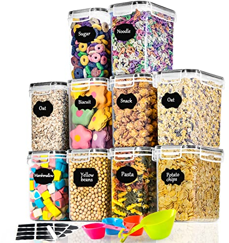 L LONGANCHANG 1.6L Botes Cocina, Recipiente de Botes Cocina Almacenaje de Plástico de Alimentos Sellados con Tapa, para Almacenar Cereales, Pasta, Arroz, Harina