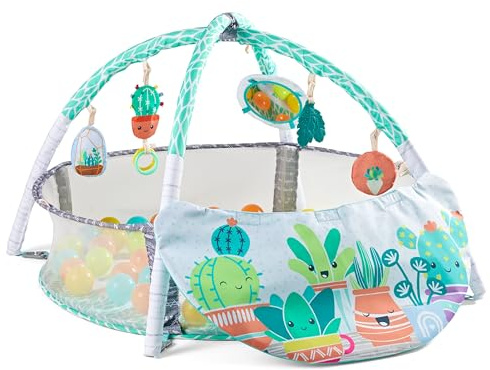 Infantino 4-in-1 Succulent Jumbo Activity Gym & Ball Pit - Combination Activity Gym and Ball Pit for Sensory Exploration and Motor Skill Development for Newborns, Babies and Toddlers