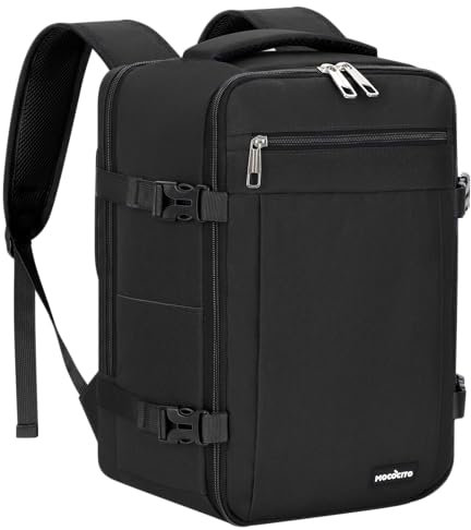 MOCOCITO Handgepäck Rucksack für Ryanair 40x20x25, Untersitz-Kabinentasche, Maximale Größe der Kabinenreisetasche Flugtasche, Gepäck Weekender mit Schultergurt Handtasche Sporttasche-20L(Schwarz)