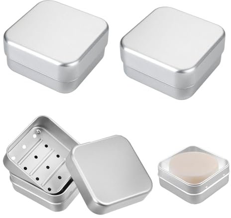 3 Pezzi Portasapone con Scolapiatti, Portasapone Alluminio Quadrato, Adatto a Tutte le Dimensioni di Sapone (Impermeabile, Resistente all'Umidità)