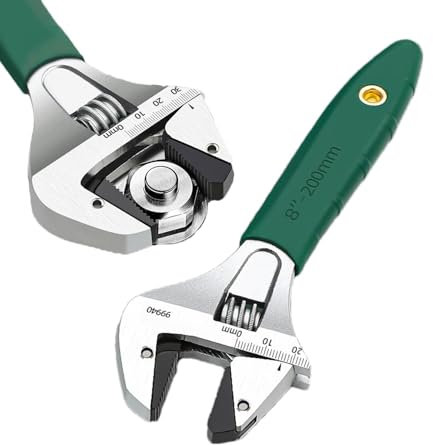 Llave de carraca – mandíbulas anchas marcadas con escala, llave inglesa, llave de tubo de apertura, llave inglesa de acero de alto carbono, diseño ajustable, cómodo, antideslizante, con