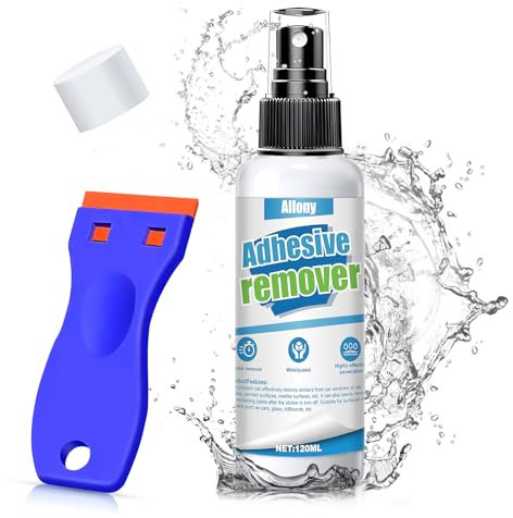 Allony Removedor de Pegamento,Quita Pegamento Adhesivo, Disolvente Pegamento,Quita Pegatinas Elimina Rápidamente los Residuos de Etiquetas y Pegamento Rebeldes de Todas las Superficies - 120ml