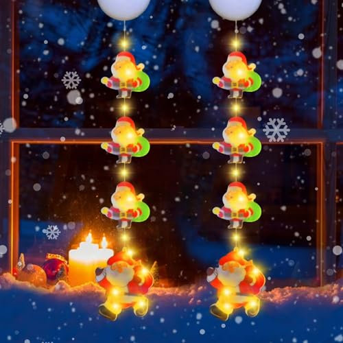 Luci di Natale Finestra,2 Pezzi Natale Decorazione Della Finestra,Luci Appese a Ventosa di Natale,Batteria Luce di Babbo Natale a Ventosa, Lampada a Ventosa per Finestra di Natale,Luminarie Natalizie