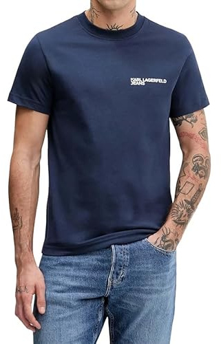 KARL LAGERFELD JEANS Hombre Slim Short Sleeve T-Shirt Iris Negro L