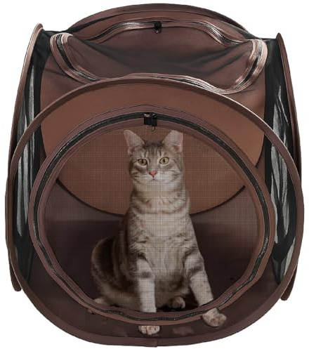 Sexy Liza’s Pop Up Tent Cat Cube - 24x22x20” Play Tent w/ 14” Hole - Connects with Snarky Pets Timmy & Mister’s Tunnel - Outdoor Cat Tent, Play Pen, Zip Connect, Outdoor cat House or Small Dog Bed