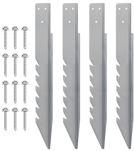 Piquet de Clôture | Piquets de Clôture en Acier Renforcé avec Vis Incluses - Accessoires de Terrasse avec Ancrage au Sol pour Jardin, Cour et Maisonnettes