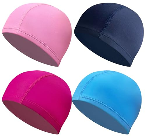 4 Pièces Junior Unisex Confortable Bonnet de Piscine Souple,Bonnet de Bain à séchage Rapide, élastique et Durable pour Nageurs
