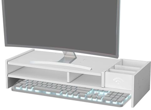 Ancsttu Elevador para Monitor | Estante Organizador de 3 Niveles - Accesorios Para Computadora Para Trabajo, Oficinas, Hogar, Residencia Universitaria, Juegos, Lectura