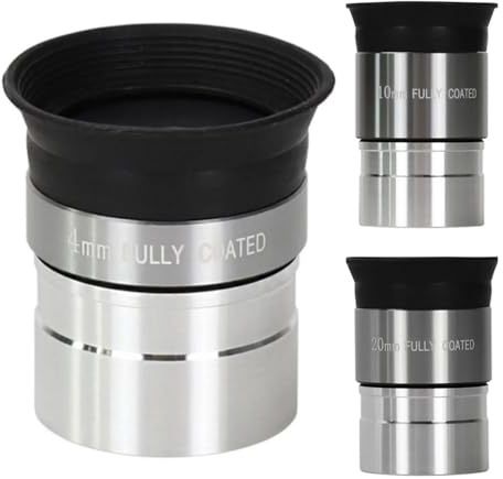 3 PZ/SET Accessori for telescopio 1,25 pollici 4mm 10mm 20mm Oculare in metallo a banda larga verde M28.6X0.6mm Ricambi per telescopi astronomici