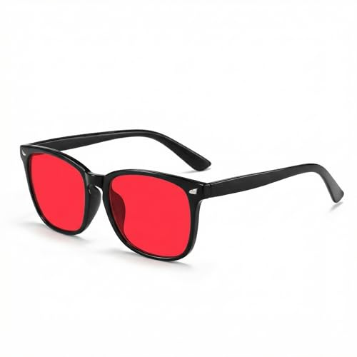 CutitiUU 98% Gafas de bloqueo de luz azul,Gafas Luz Azul Hombre Mujer,TR90 Gafas Anti-Fatiga Luz Azul,Gafas Filtro Luz Azul Unisex,para Conducción Nocturna,para pantallas (Redondo-Rojo)