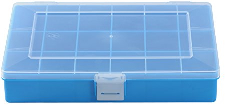 hünersdorff Sortimentskasten PP-Compact mit 18 Fächern | stabile Sortierbox für Schrauben und andere Kleinteile | feste Facheinteilung | 17 x 25 x 4,6 cm, blau, Matt
