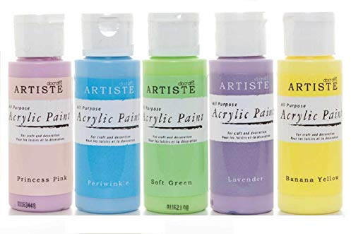 Pastel Acrylic Paint Set - Yellow Pink Green Lilac Blue - PK5