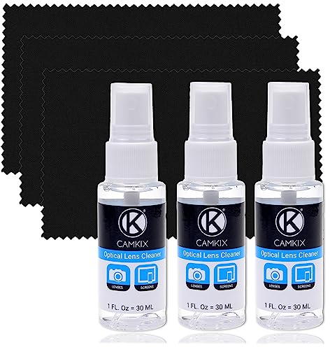 CAMKIX® Lentes y Juego de Limpieza de Pantalla – Aerosol de Limpieza, un paño de Microfibra Limpiar la Lente de su Reflejo DSLR