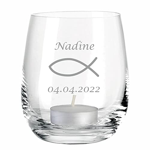 4youDesign Teelicht zur Konfirmation - mit Personalisierung - Windlicht - Geschenkidee - Jugendweihe - Kommunion - Firmung