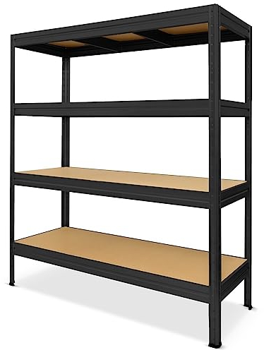 HEMMDAL Schwerlastregal Typ XXL - HxBxT 177 x 200 x 60 cm - Schwarz - 2.000 kg Tragkraft - Steckregal mit 4 Böden - 500 kg Fachlast - Made in EU - stabiles Metallregal - Lagerregal - Werkstattregal