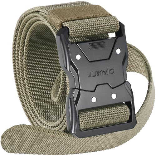 JUKMO Snabbfrigörande taktiskt bälte, vandringsbälte i nylonnät med kraftigt säkerhetsbältesspänne, för militärarbete, 3,8 cm (1,5 tum)