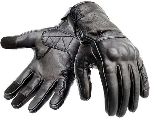 Hand Fellow - Guanti da moto in pelle di alta qualità, guanti touch screen per uomo, guanti da corsa, ATV, guanti da equitazione (Taglia S)