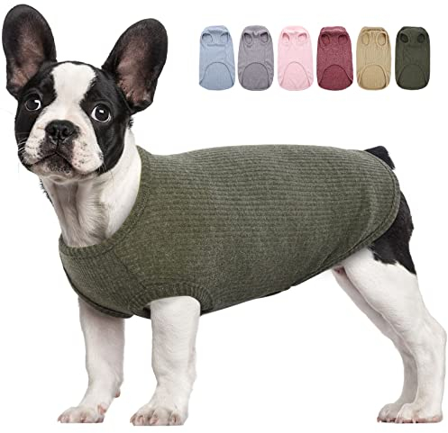 Hjumarayan Hundepullover Mittelgroße Hunde - Hundeshirt Dünn Hunde Pullover Sonnenschutz Tshirt Elastisch Hundepulli Gestreifte Shirt Pullis für Dackel Französische Bulldogge (Grün M)