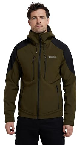 Mountain Warehouse Radius Mens Softshell Jacket - Water Resistant, Breathable, Adjustable Rain Jacket - Best for Spring Summer, Walking, Hiking & Outdoors