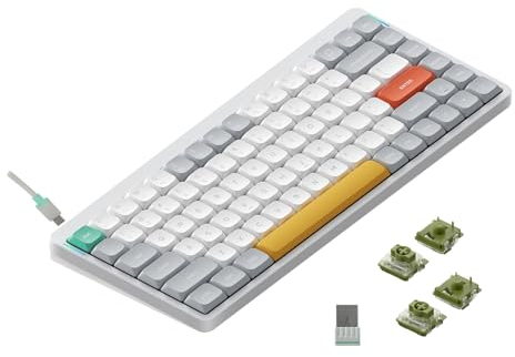 nuphy Air75 V2 Wireless Mechanical Keyboard, 84 Keys RGB Hot-Swap Keyboard, Supports Bluetooth 5.1, 2.4G and Wired Connection C for PC/Laptop/Windows/MacWhite Gateron Moss Switch