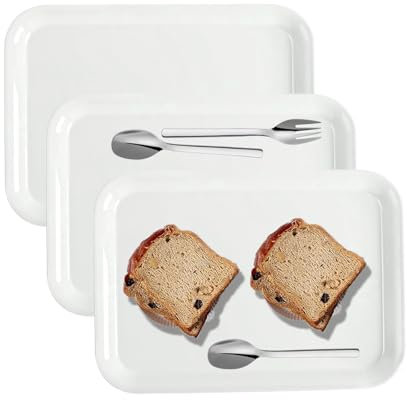 ChioSun Servierplatten, 3 Pcs Wiederverwendbare weiße Tabletts, 33X24.5X2cm Größe Servierplatten, passend für Serviergerichte, Anzeigen von Gebäck, Speichern von kleinen Teilen, Kinderspielzeug, S