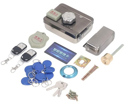 Serratura per Porta con Telecomando, Serratura per Porta con Catenaccio Elettronico Antifurto a Batteria Alta Sicurezza Resistente Agli Urti con 2 Telecomandi per Residenziale