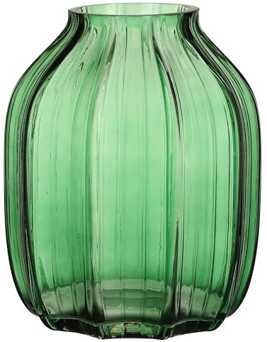 JAKY Global, grande vaso da fiori in vetro verde, altezza 20 cm, elegante decorazione per casa, soggiorno, centrotavola, per casa colonica e ufficio (verde, 20 cm)