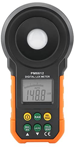 PM6612/PM6612L Medidor de Luz Digital, Medidor de Luz Luxómetro, Luxómetro, Medidor, 200. 000Lux Medidor de Iluminancia Portátil 2000 Cuentas Luxómetro con Pantalla LCD con Bolsa