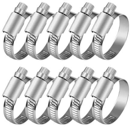 Yesaler Fascette Stringitubo in Acciaio Inox 304 Fascette Stringitubo Regolabili 10-16mm Fascette per Tubi da Giardino Auto Lavatrice 10 Pezzi
