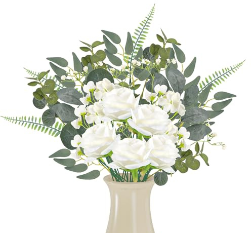 DXLing 65 Pezzi rami artificiali e fiori artificiali bouquet di fiori Rosa