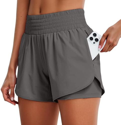 WILLBEST 2 in 1 Running Shorts Women Workout Joggers with Phone Pocket Jogging Pants Lightweight Gym Yoga Ladies Sports Shorts for Running, Hiking & Training